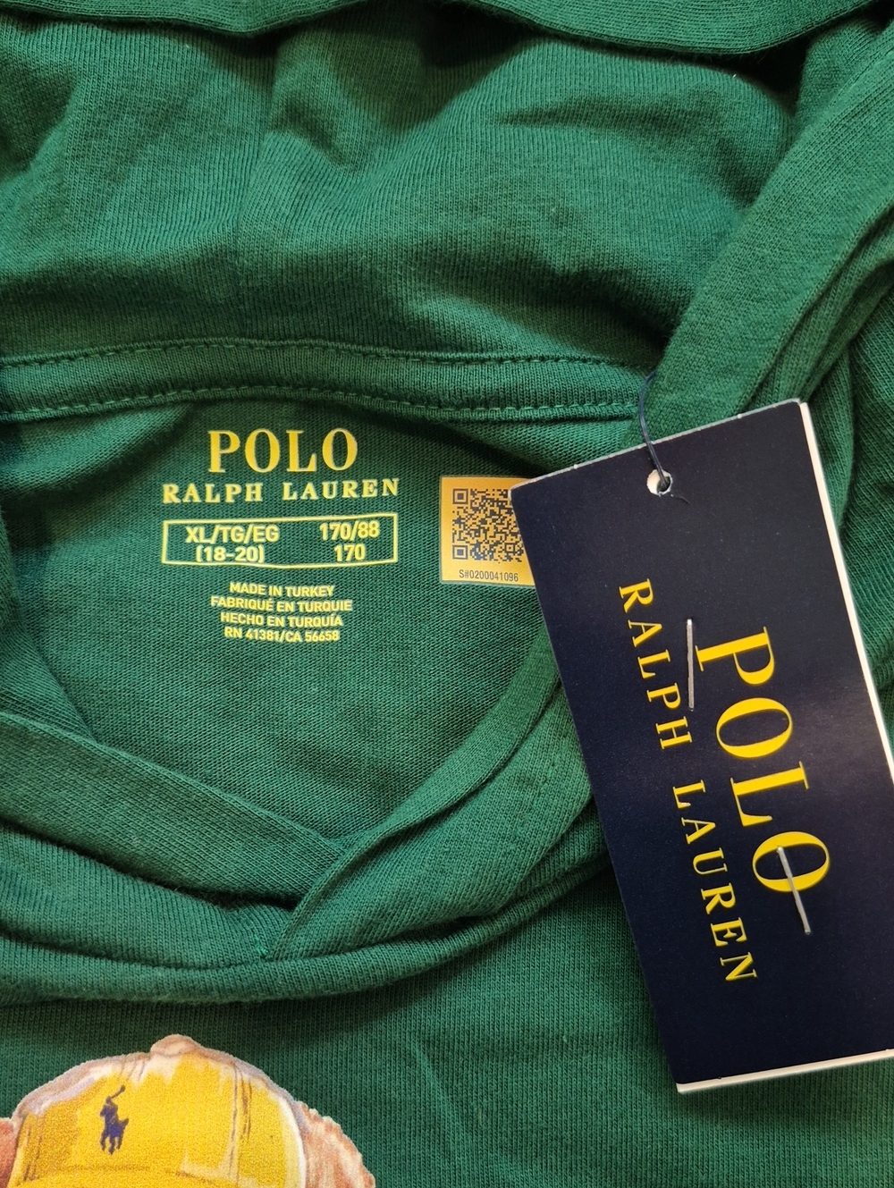 Polo Ralph Lauren Green Polo Bear Hooded Tee - Picture 3 of 5